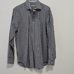 Thomas Dean Black and White Gingham Shirt L